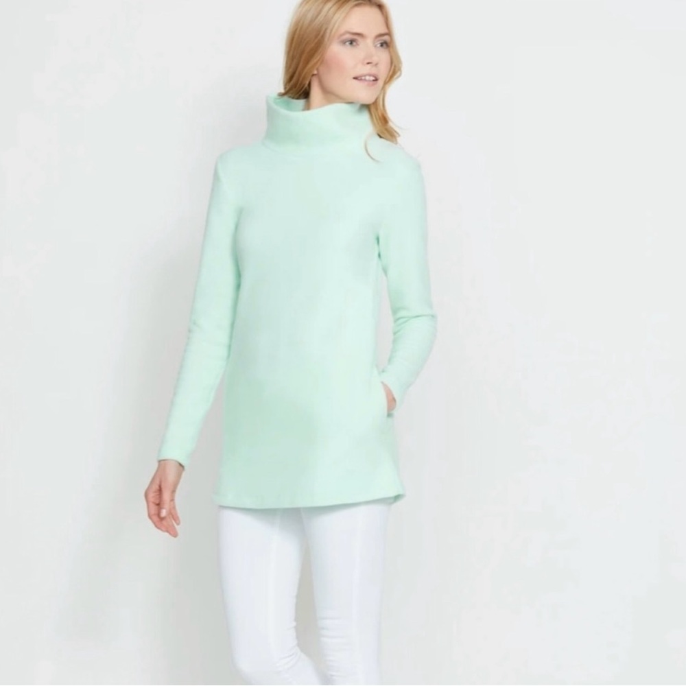 Dudley Stephens Vello fleece Cobble hill Turtleneck-mint green